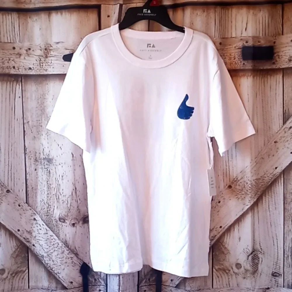Mens Graphic Beach White T-Shirt Size S